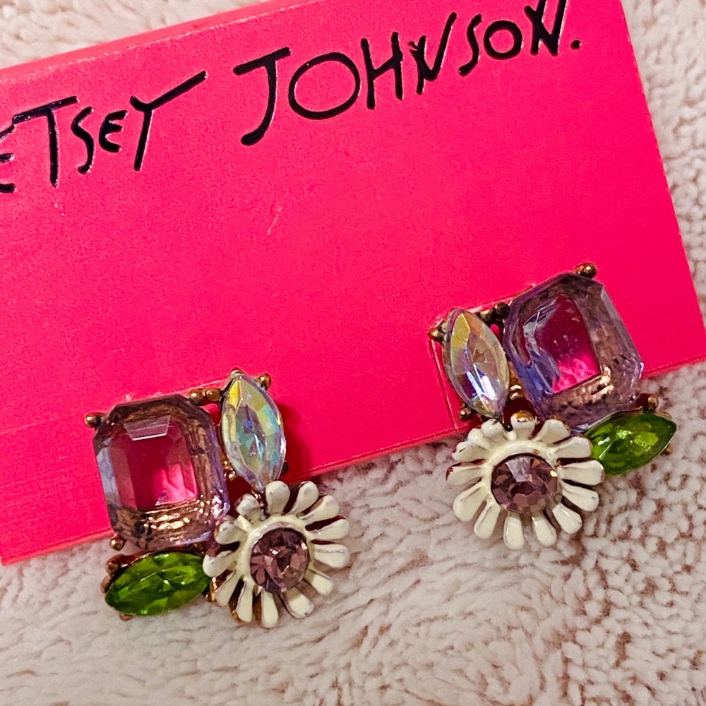 Spring Fling Purple Flower Rhinestone Earrings